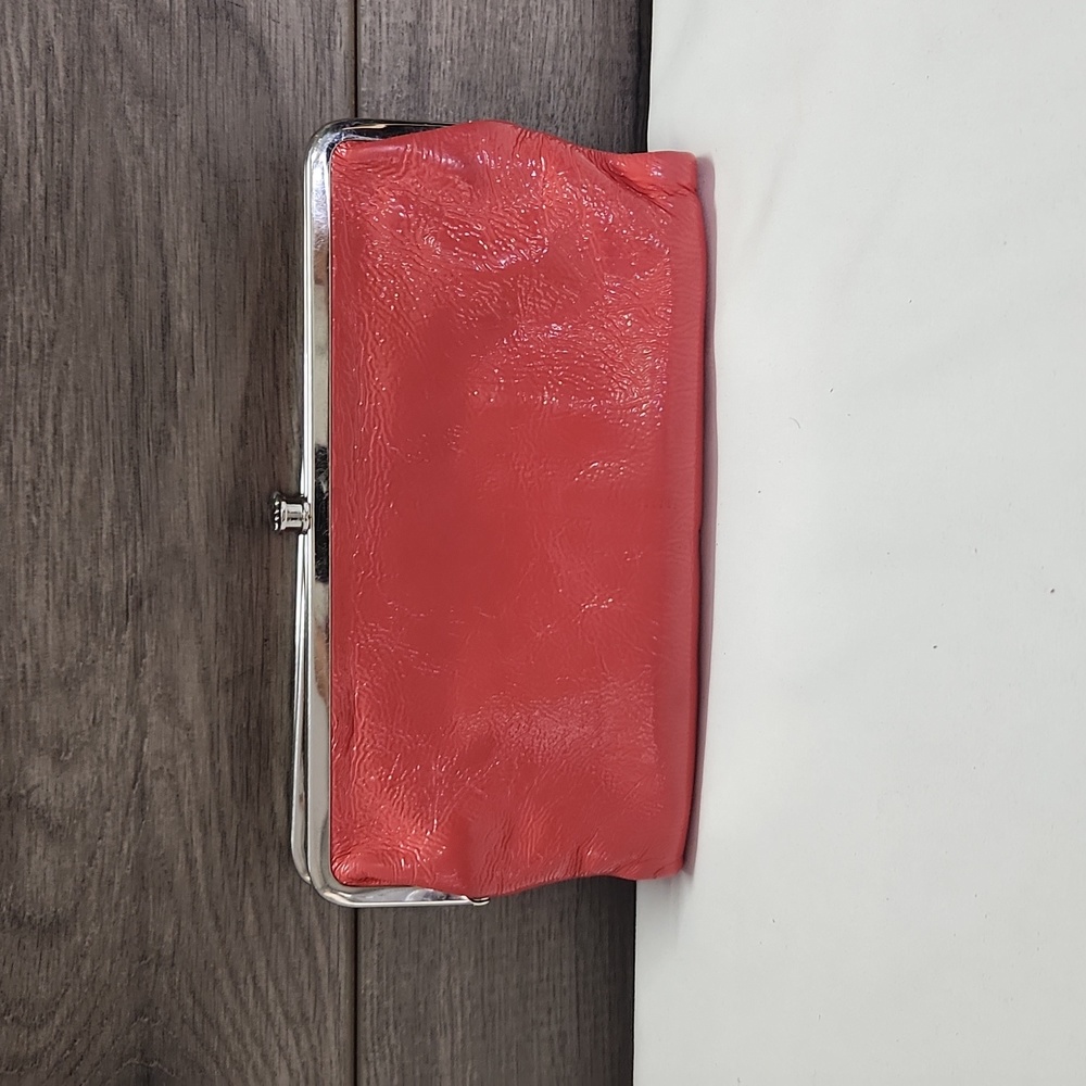 Hobo International Lauren Orange/Melon Patent Leather Clutch Wallet